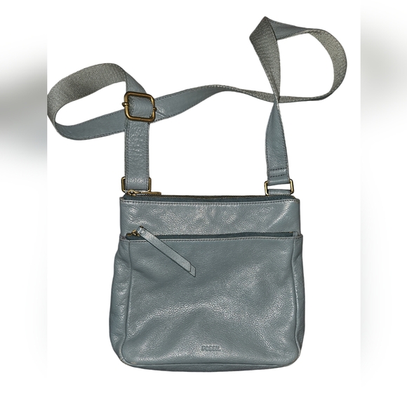 Fossil Crossbody Leather Bag in Light Blue - Picture 1 of 13